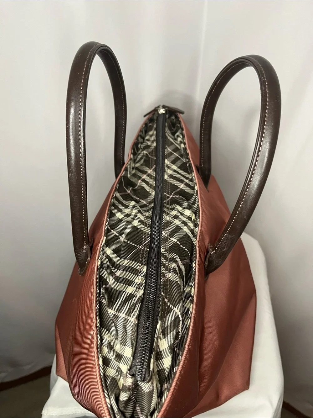 Burberry London blue label nova check pink & brown tote bag